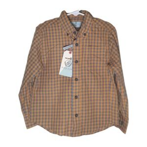 Boys Long Sleeve Class Club Dillards Modern Fit Checkered Yellow Sz 4/5